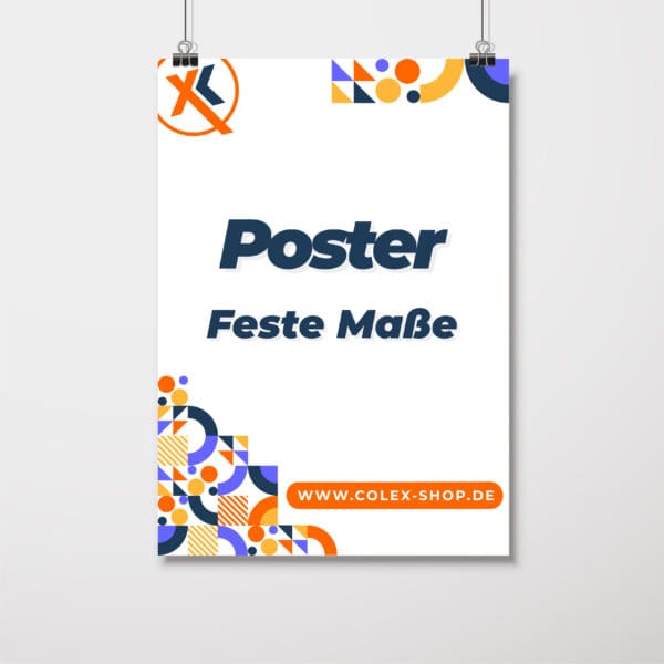 Poster mit festen Maßen, hochwertigem Druck und brillanter Farbwiedergabe, ideal für Werbung, Dekoration und Events in Standardgrößen wie DIN A4, DIN A3 und mehr.