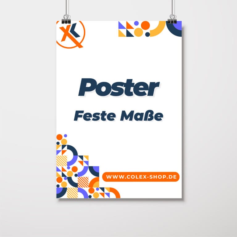 Poster mit festen Maßen, hochwertigem Druck und brillanter Farbwiedergabe, ideal für Werbung, Dekoration und Events in Standardgrößen wie DIN A4, DIN A3 und mehr.